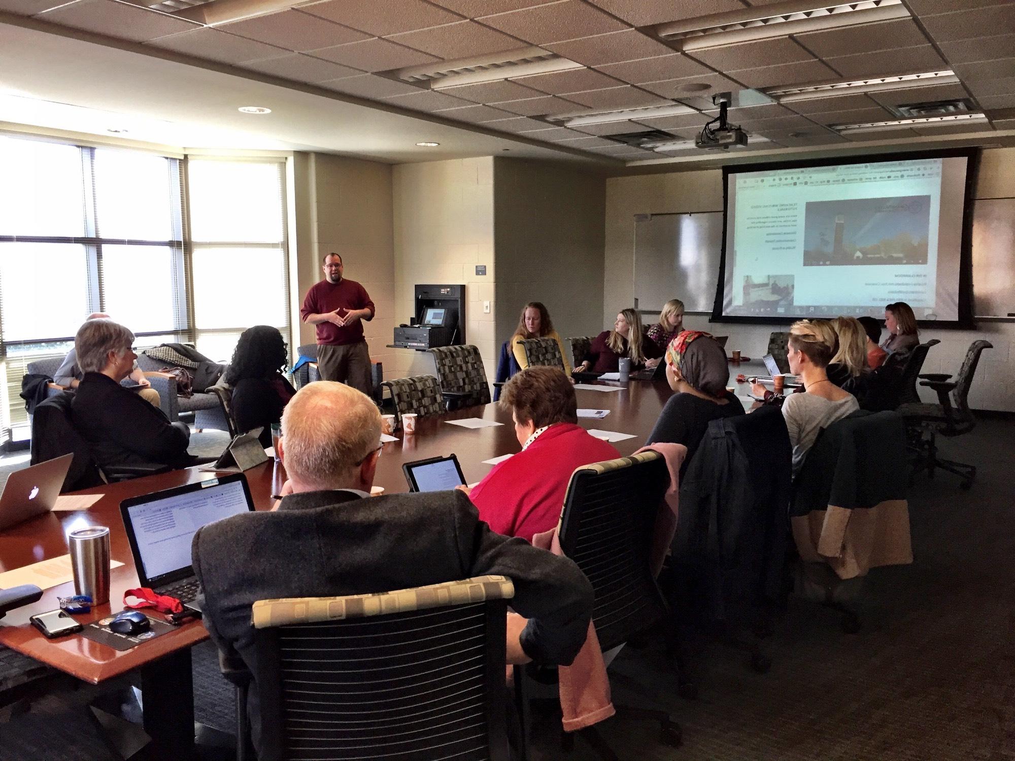 Photograph of a faculty learning community meeting